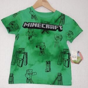 NEW Mojang Studios Green Creeper Minecraft Short Sleeve T-Shirt Tee Boys XS
